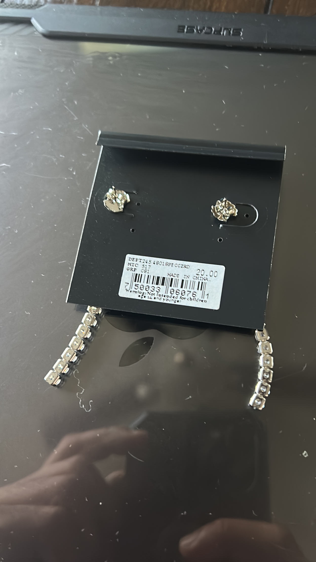 Silver-Tone Rhinestone Linear Drop Earrings