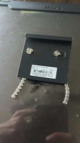 Silver-Tone Rhinestone Linear Drop Earrings - Image 1