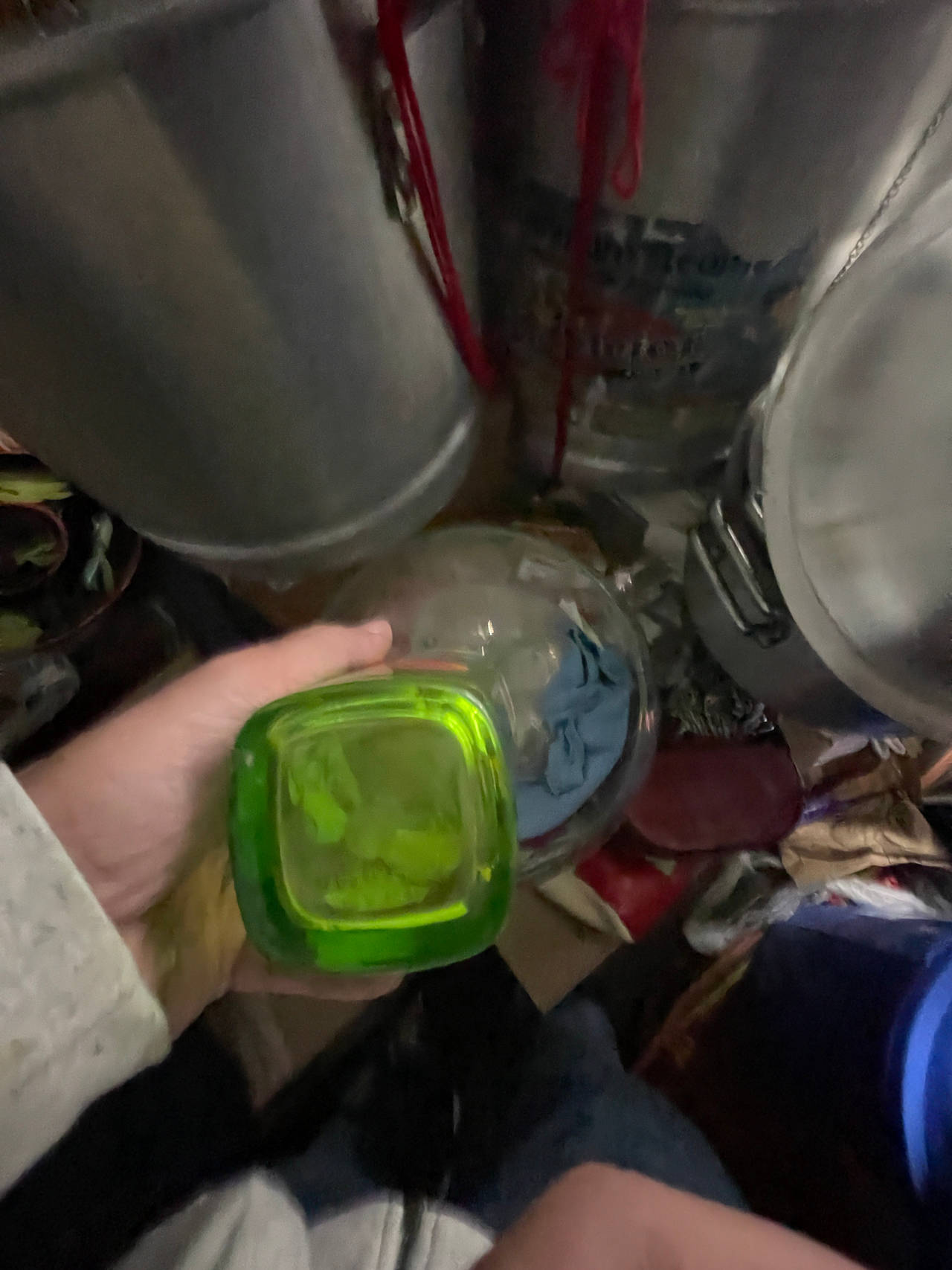 Green Depression Glass Jar