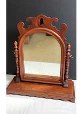 VTG Colonial Inspired Wooden Falconer Plate Glass Swivel Shaving Vanity Mirror - Image 3