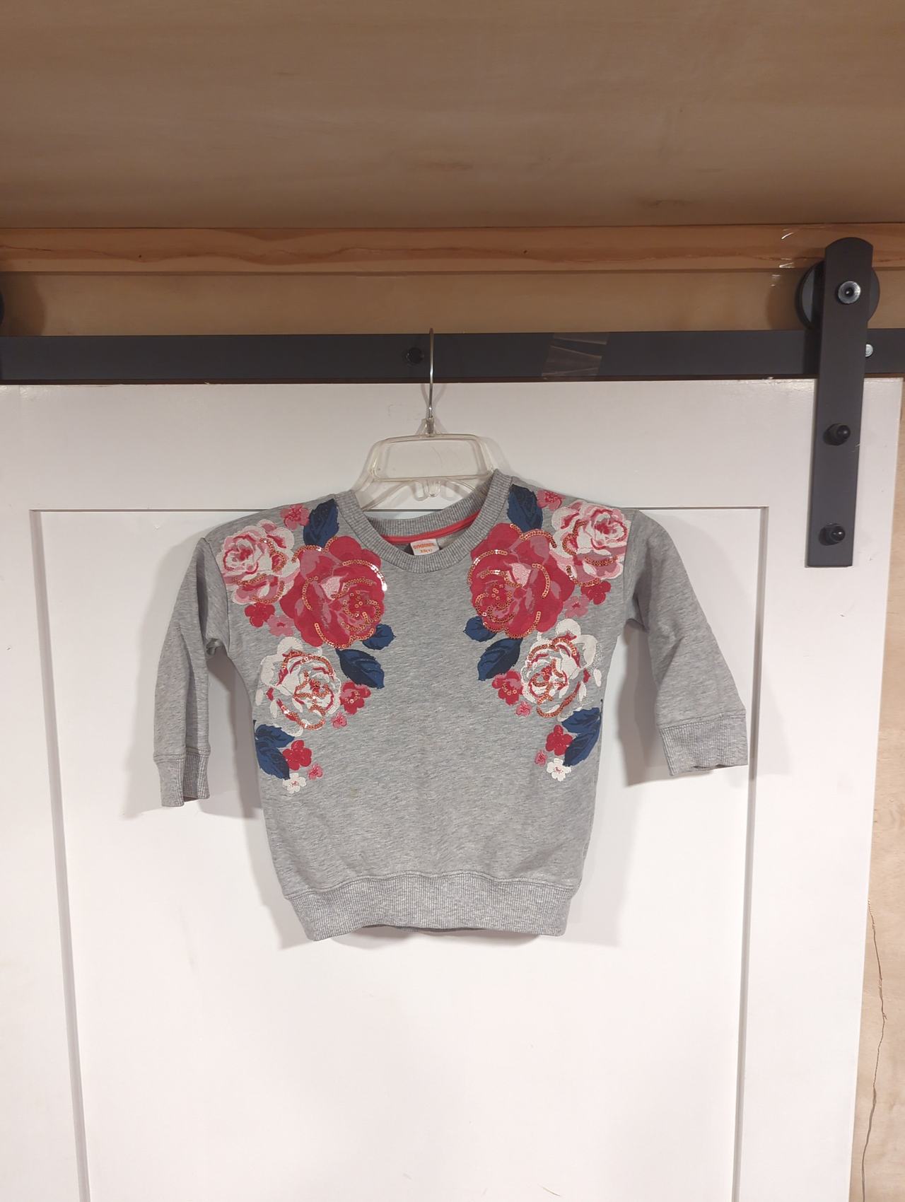 Gymboree Girls Grey Floral Sequin Sweatshirt