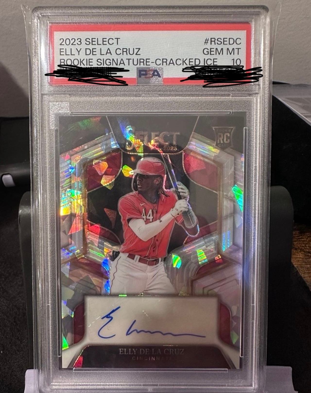 2023 Panini Select Elly De La Cruz Rookie Signature Cracked Ice PSA 10