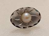 Vintage Pearl and Carved Glass Brooch - Image 1