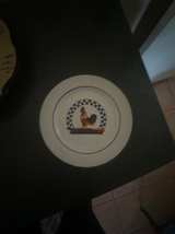Century Stoneware Rooster Blue Checkered Rim Salad Plate - Image 1