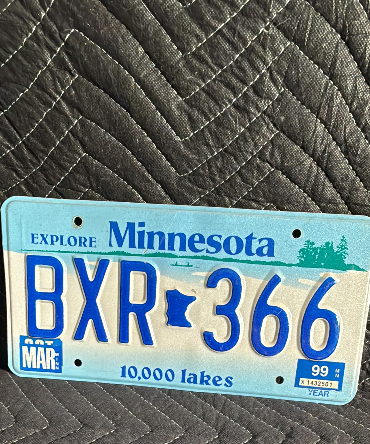 Minnesota License Plate BXR 366