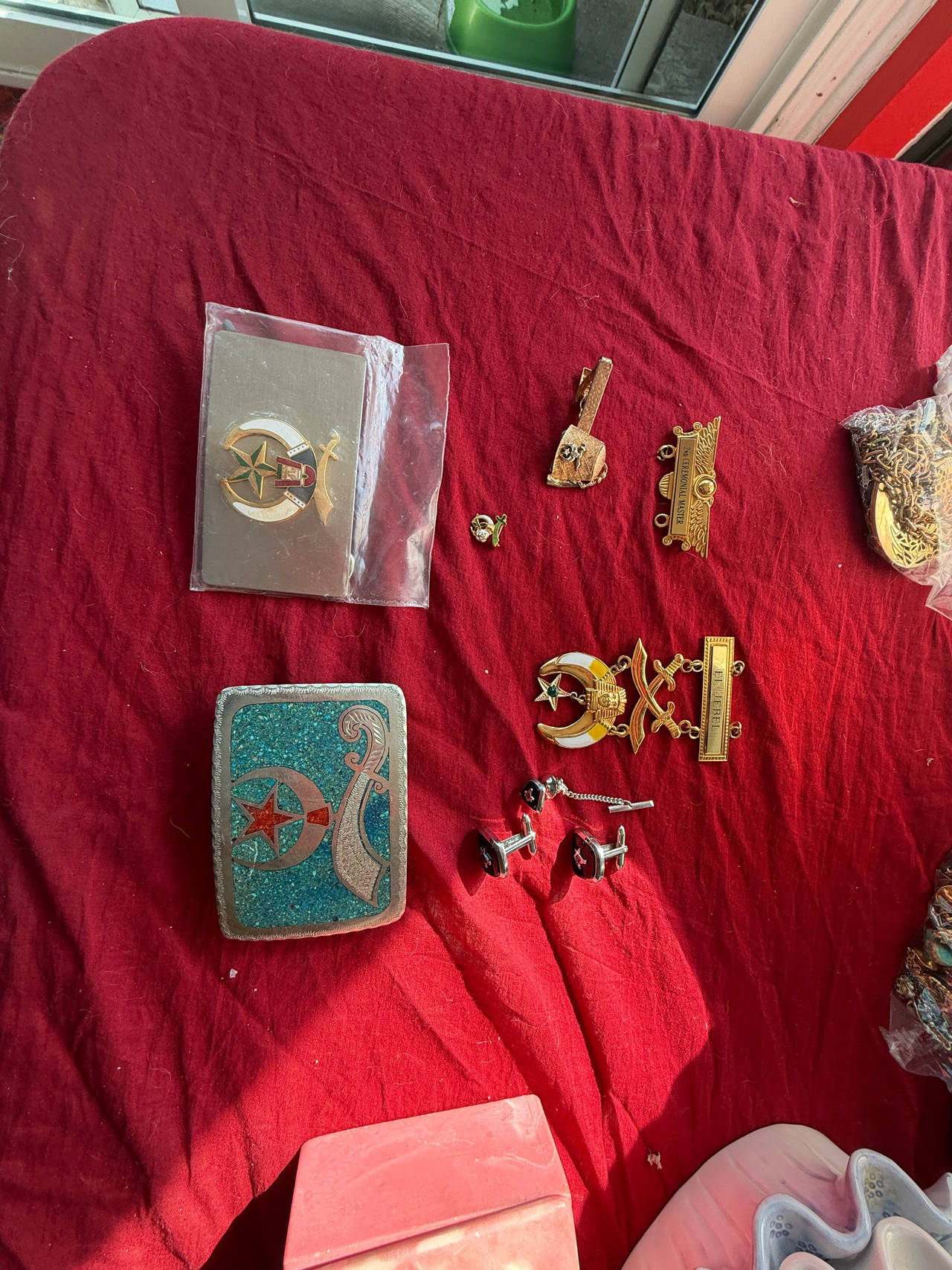 Vintage Shriners Masonic Belt Buckles and Jewelry Lot