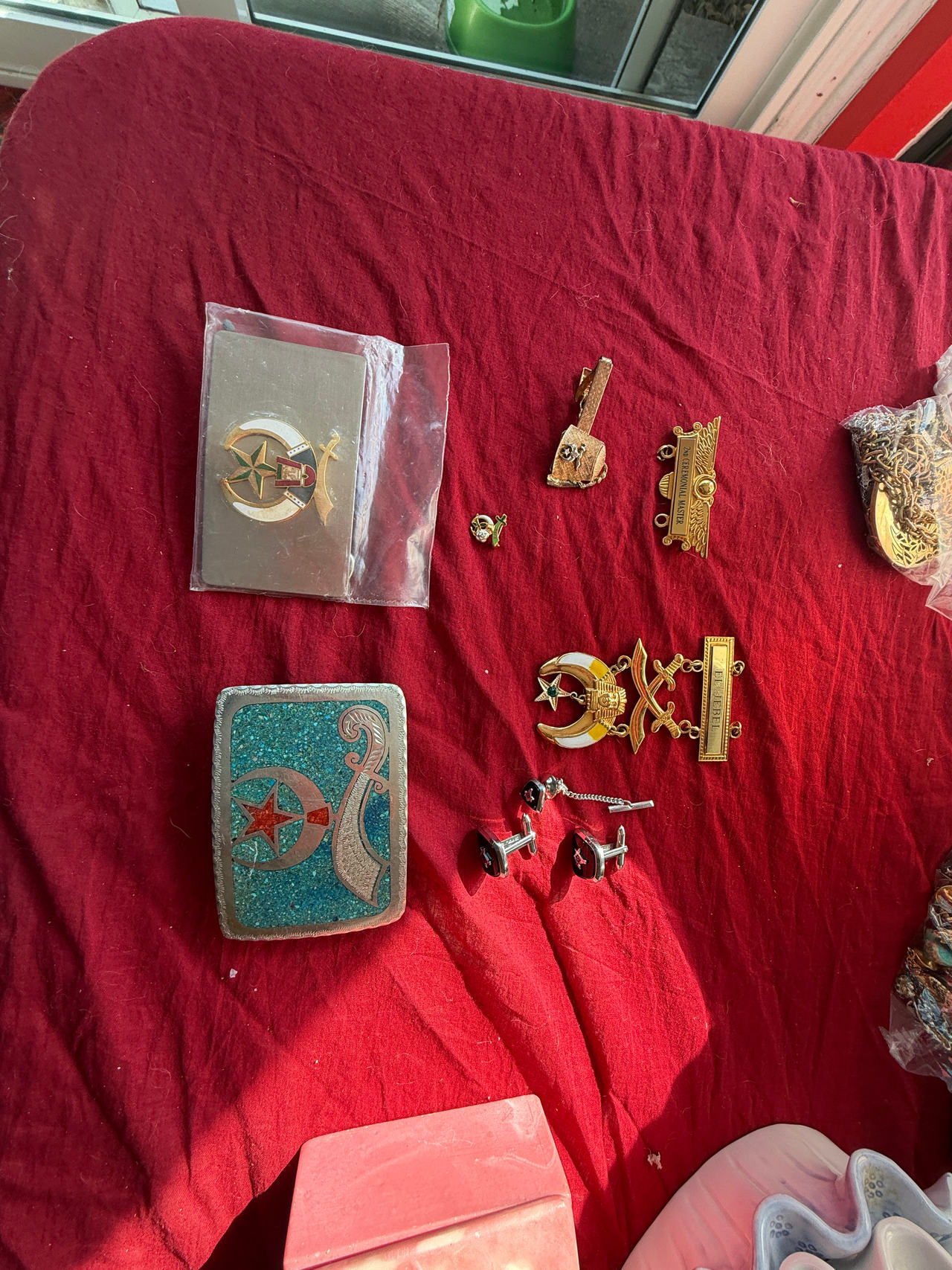 Vintage Shriners Masonic Belt Buckles and Jewelry Lot