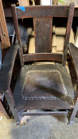 Antique Mission Style Oak Armchair - Image 1