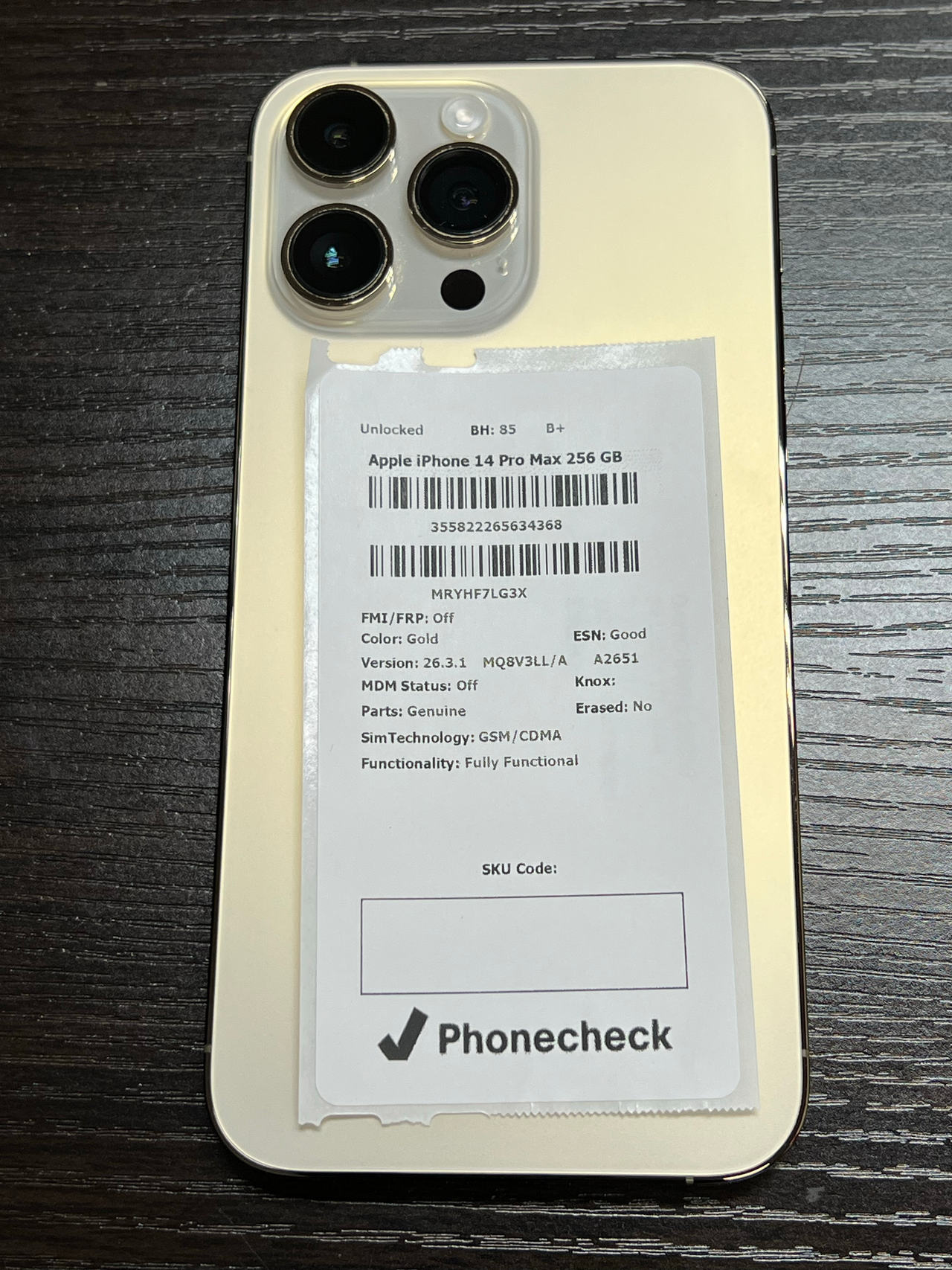 Apple iPhone 14 Pro Max 256GB Gold Unlocked