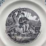 LONGWY Antique French Transferware Plates Black White Fishing - Image 6