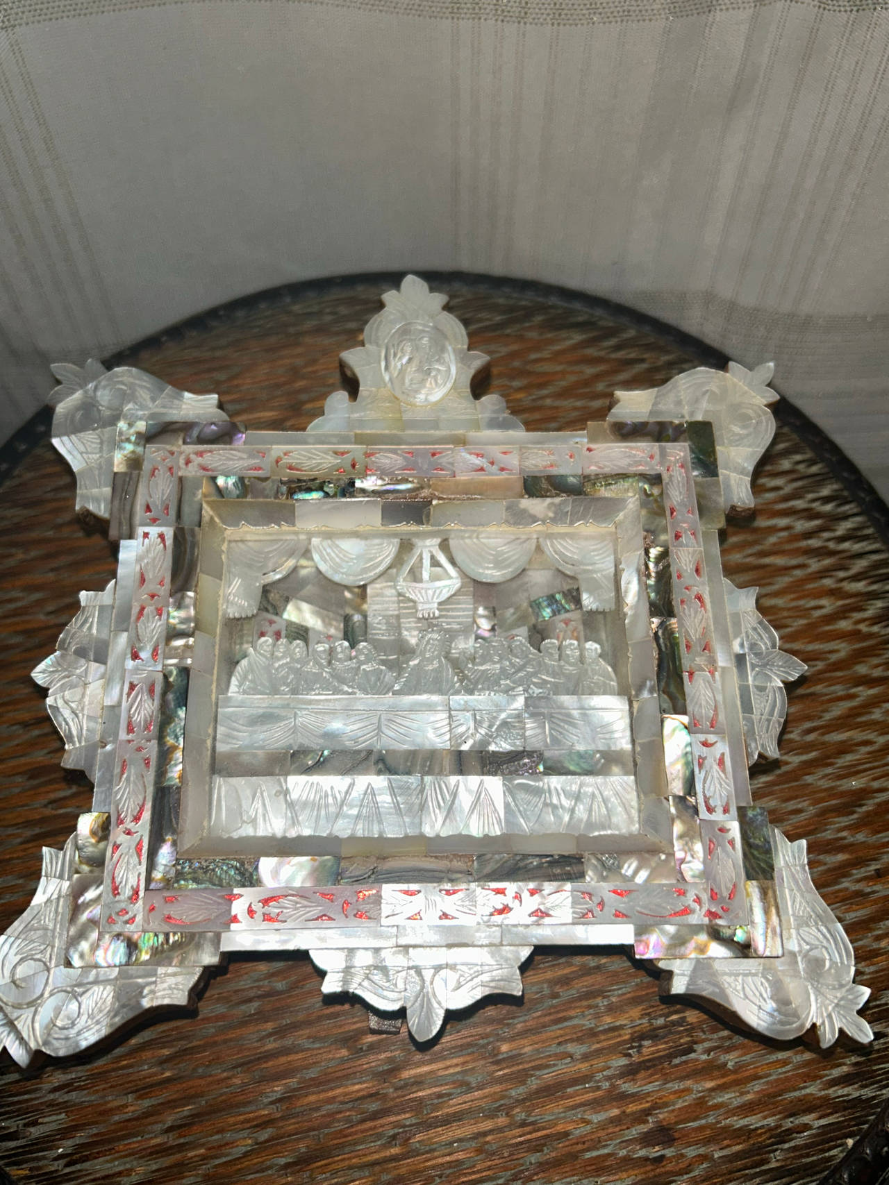 Vintage Mother of Pearl Last Supper Carving