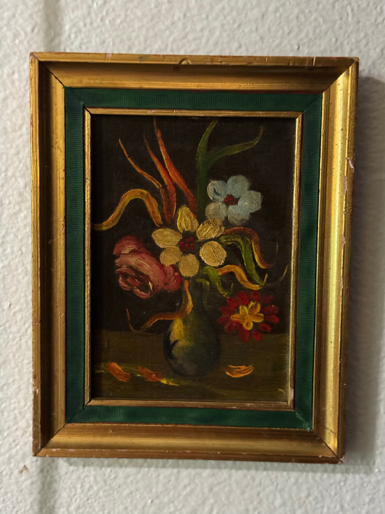Vintage Floral Still Life Oil Painting