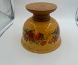 FTD Vintage Floral Ceramic Bowl With Wood Pedestal Yellow & Red Retro 1970’s - Image 5
