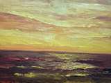 Judy Hartman Ocean Sunset Landscape Oil Painting (Framed) - Image 4