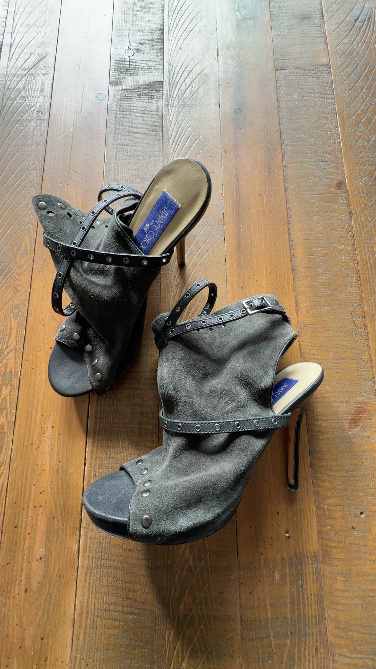 Jimmy Choo for H&M Gray Suede Studded Heels Size 38 US 8 
