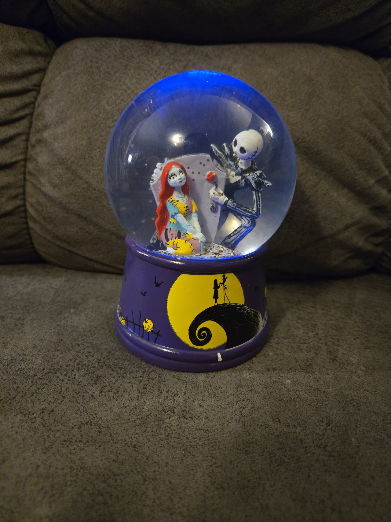 Disney The Nightmare Before Christmas Jack and Sally Light-Up Snow Globe