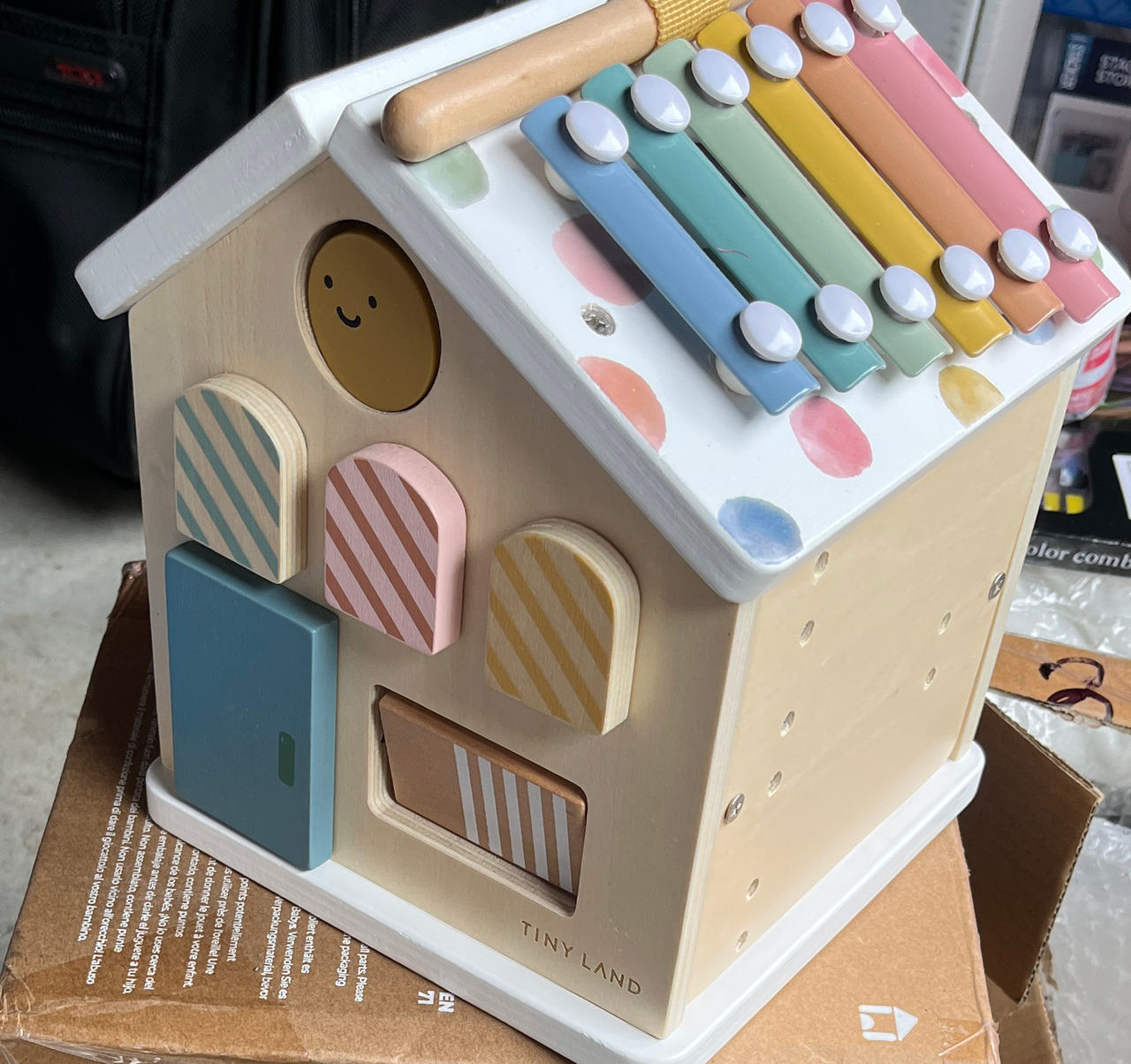 Tiny Land Wooden Activity House Shape Sorter with Xylophone