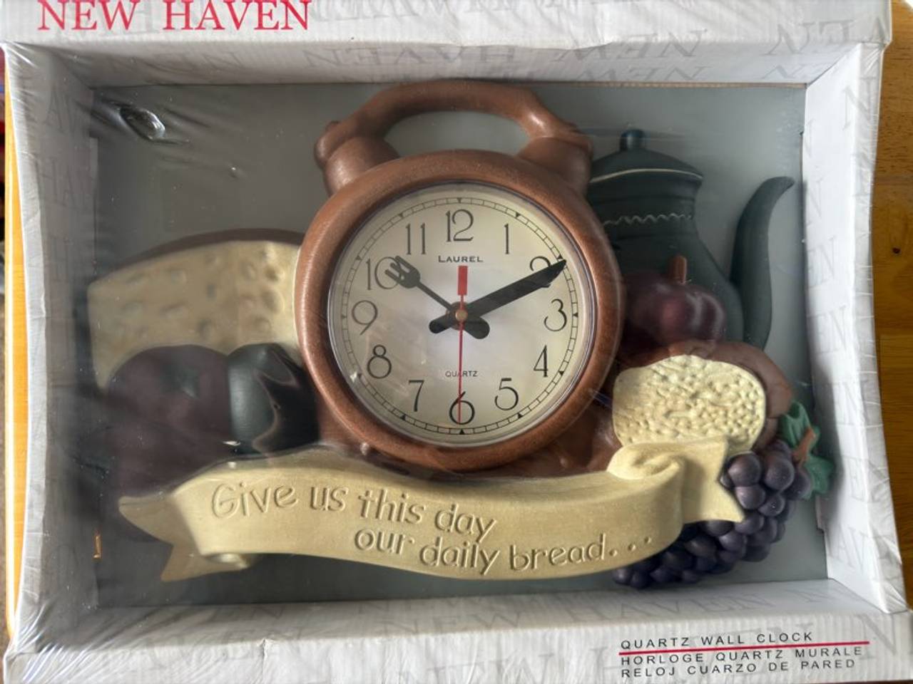 New Haven Laurel Quartz Wall Clock - Daily Bread Theme