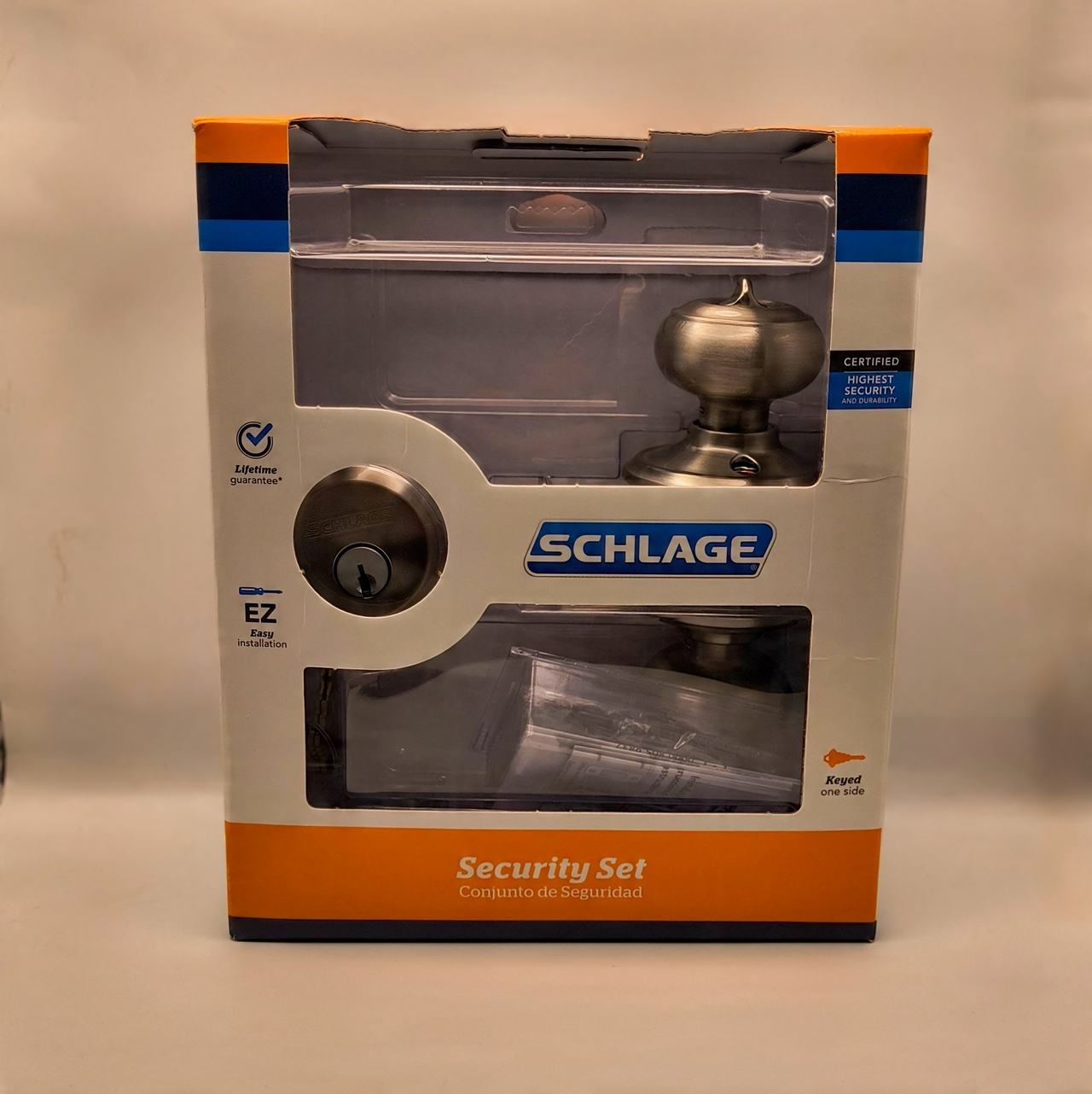 Schlage Georgian Satin Nickel Keyed Entry Knob and Deadbolt Security Set