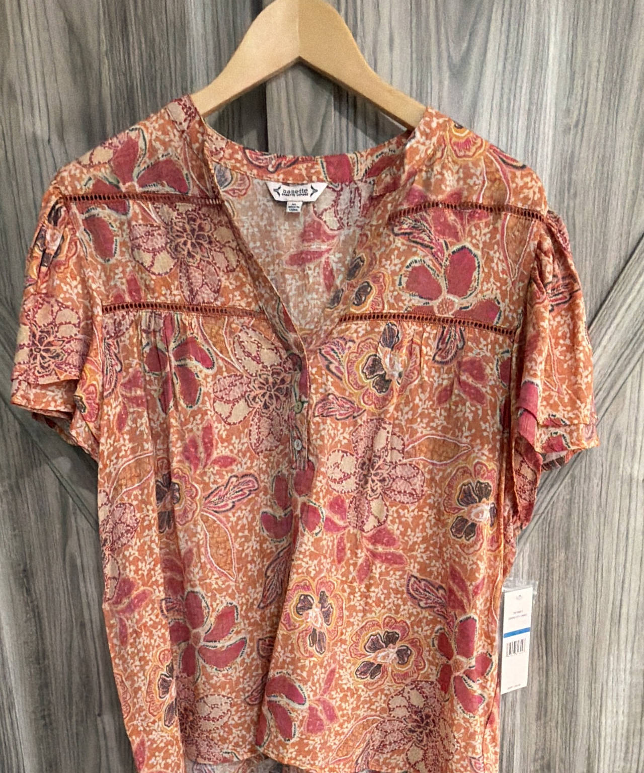 Nanette Nanette Lepore Floral Split Neck Blouse size XL NWT