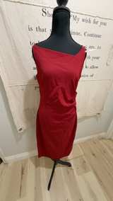 HAZE Boutique Red Midi Dress Asymmetrical Neck - Image 1