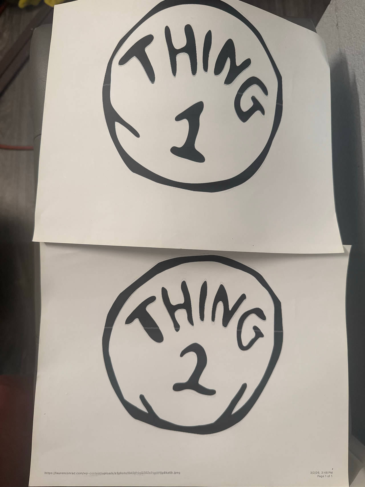 Dr. Seuss Thing 1 and Thing 2 Iron-On Decals