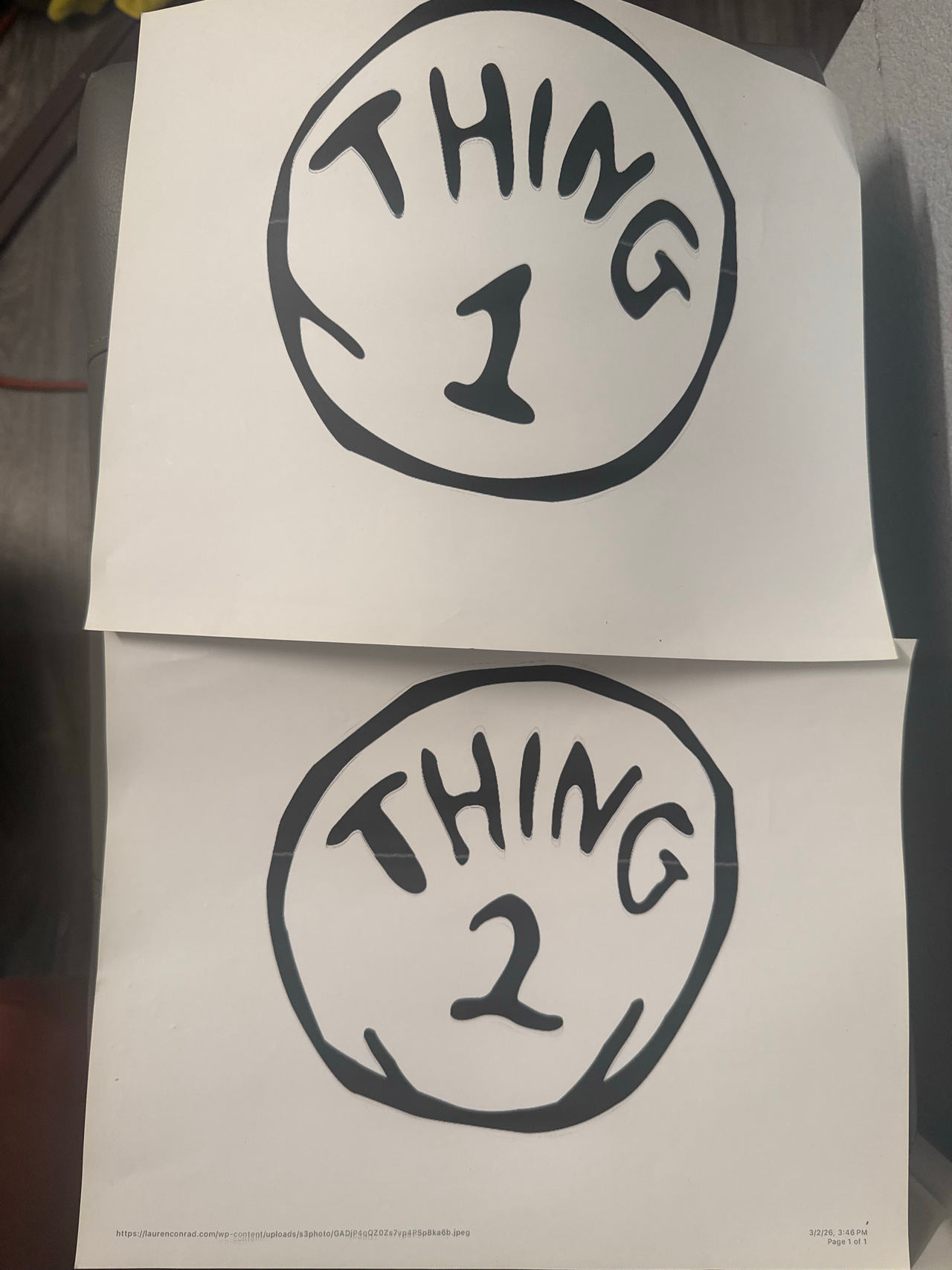 Dr. Seuss Thing 1 and Thing 2 Iron-On Decals