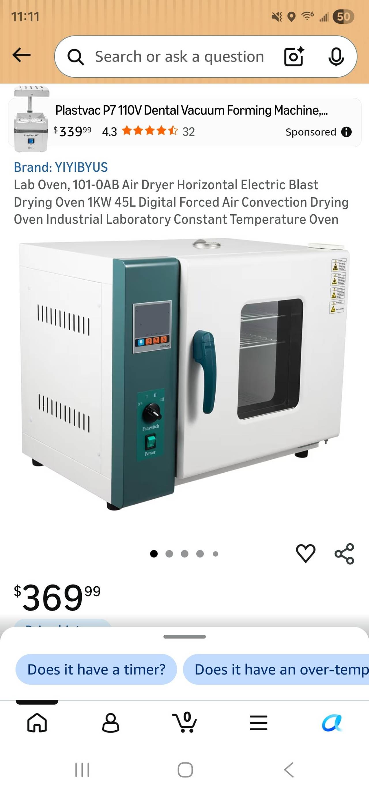 YIYIBYUS 101-0AB Lab Drying Oven 45L