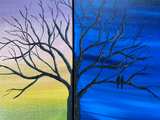 Day and Night Tree Diptych Canvas Painting - Image 3