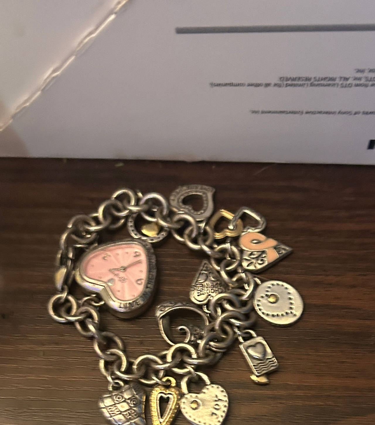 Brighton Heart Charm Bracelet Watch with Pink Face