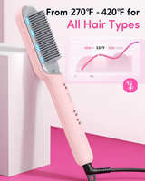 Wavytalk Hair Straightener Brush, Sleek Sweep Ionic Straightening Brush Pink - Image 3