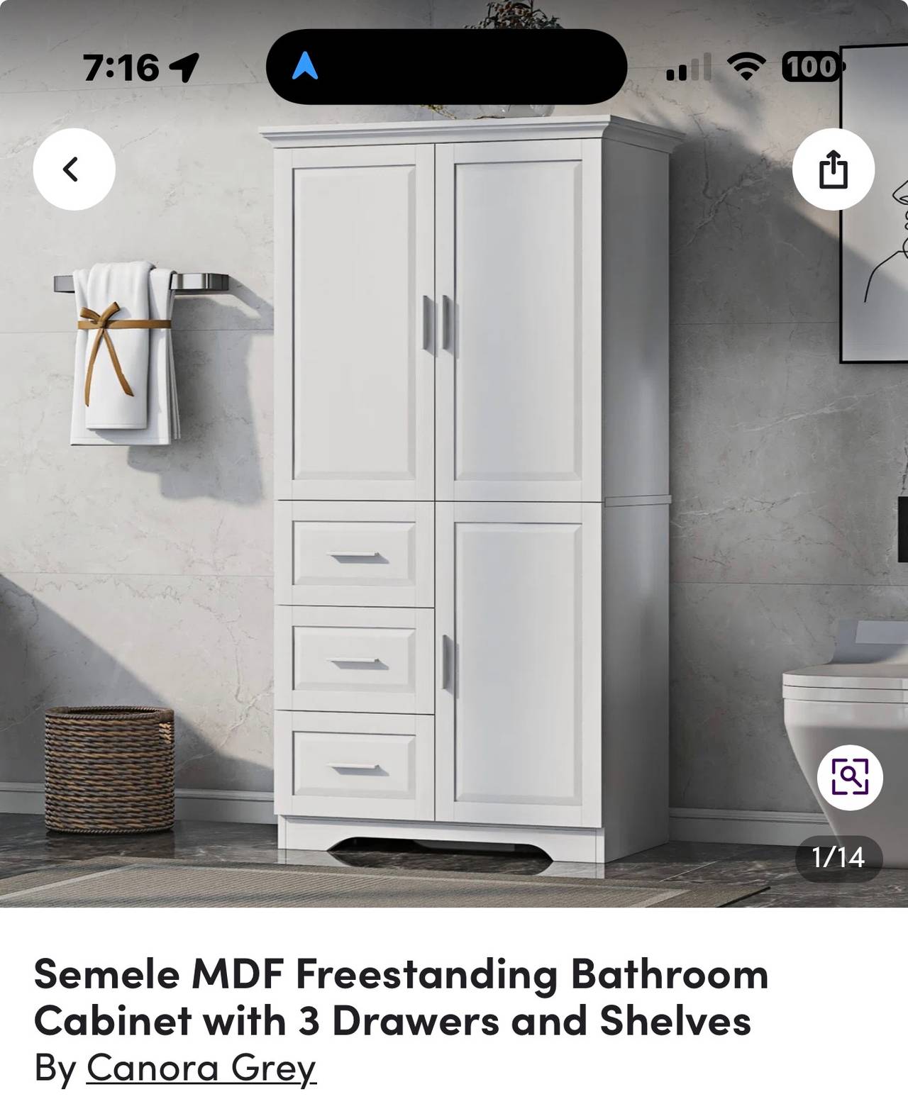 Canora Grey Semele MDF Freestanding Bathroom Cabinet
