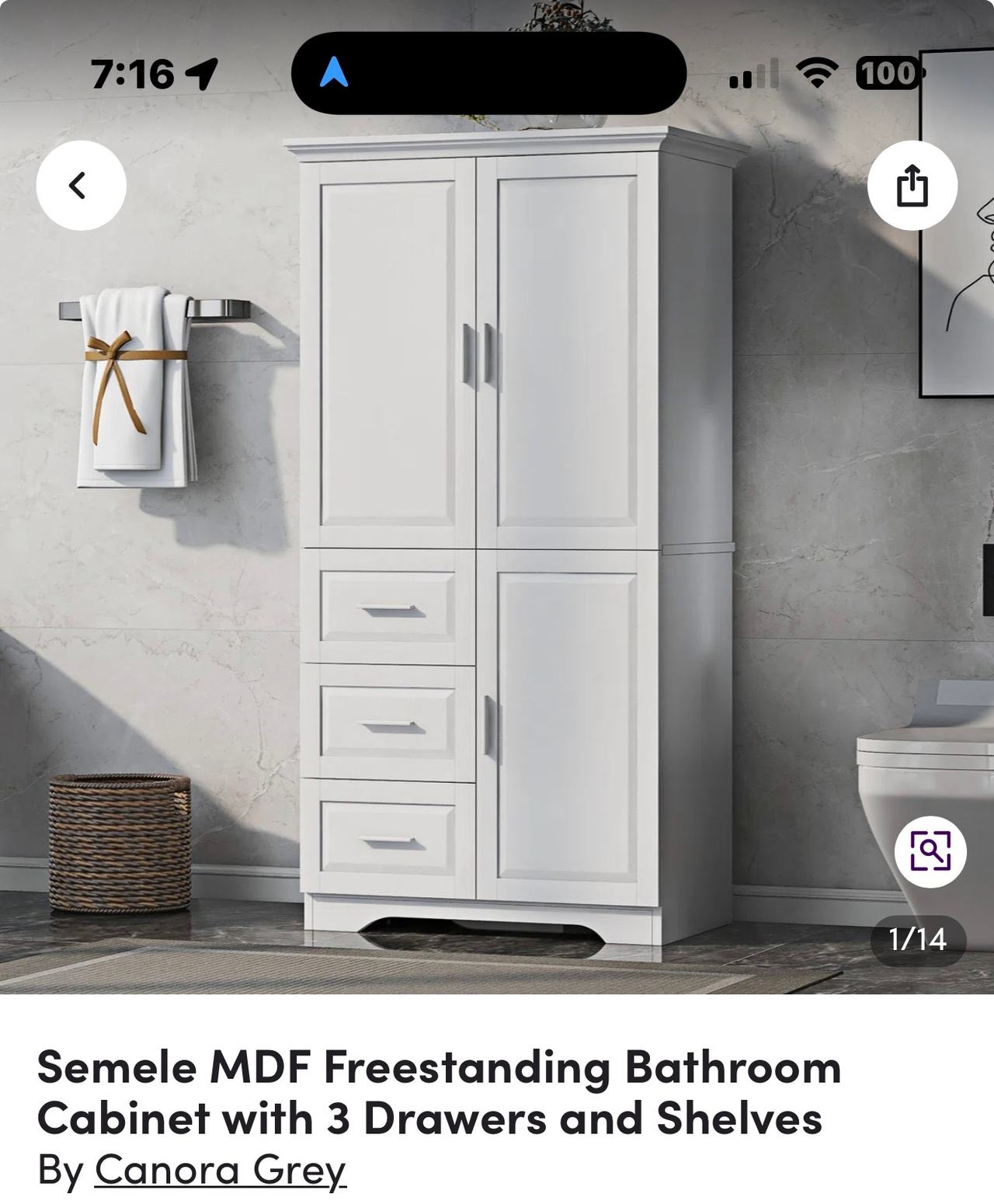 Canora Grey Semele MDF Freestanding Bathroom Cabinet