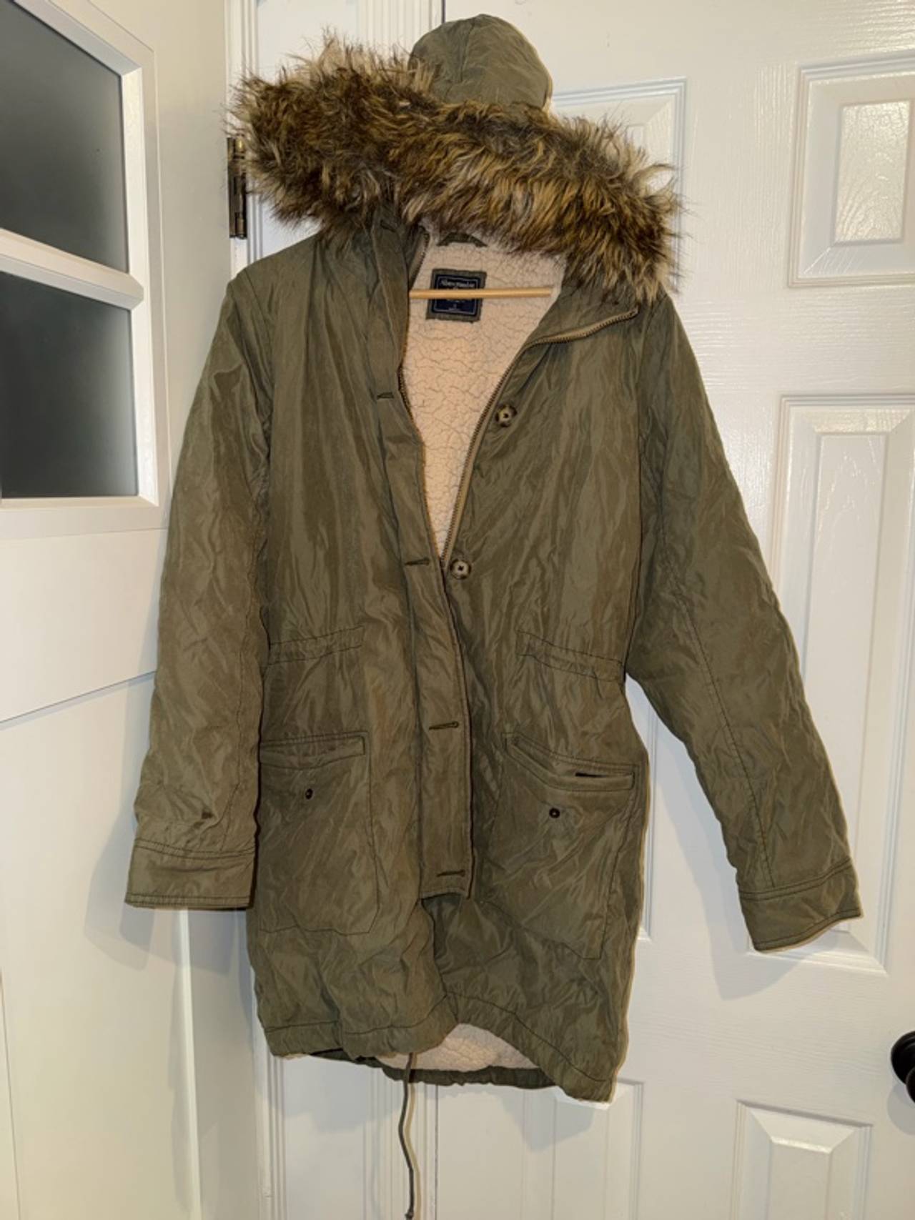 Abercrombie Fitch Sherpa Lined Military Parka Large