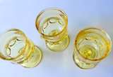 Tiffin-Franciscan Kings Crown Amber Yellow Glass Goblets set of 3 - Image 3