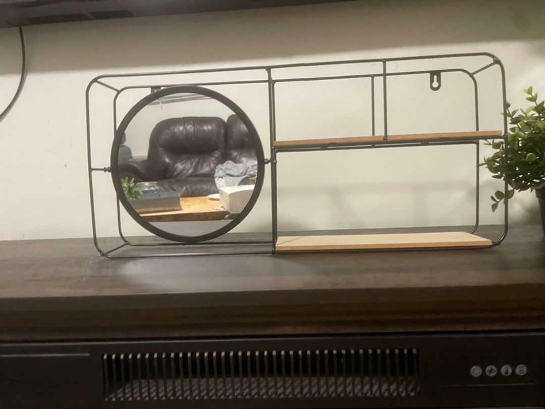 Kingston Living Wall Shelf with Mirror Black