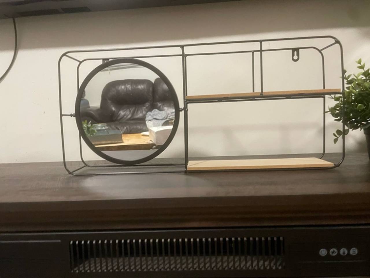 Kingston Living Wall Shelf with Mirror Black