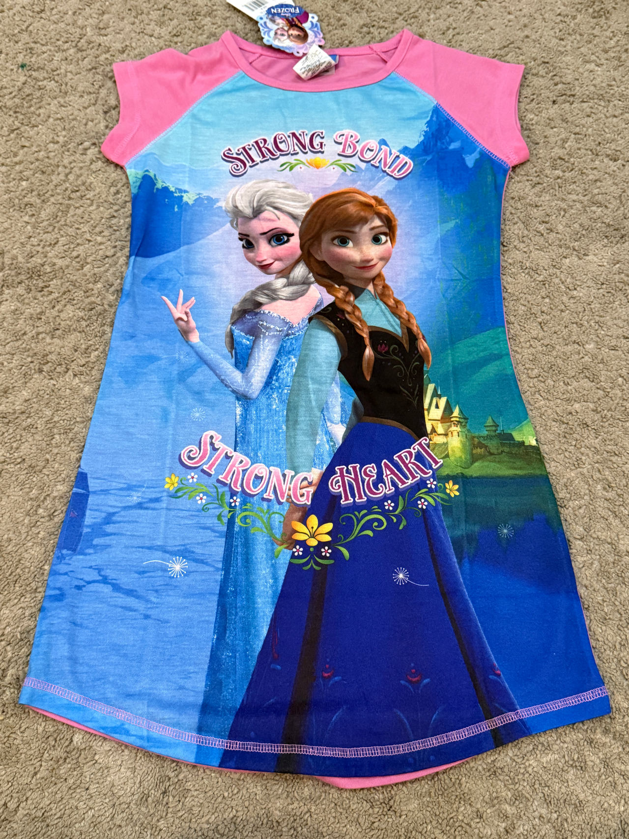 Disney Frozen Nightgown NEW BNWT RARE NIP Elsa & Anna Strong Bond Strong Heart