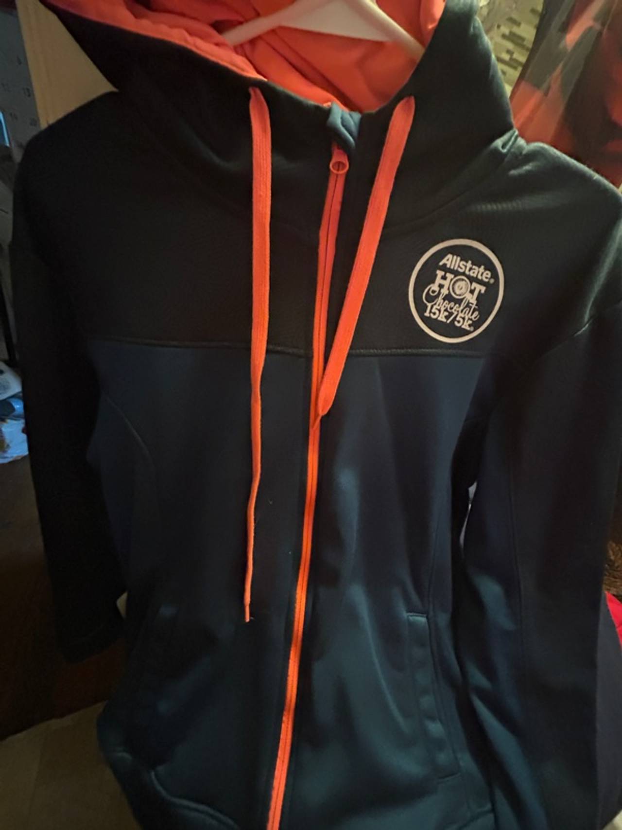 Allstate Hot Chocolate 5K Marathon Full Zip Hoodie Blue