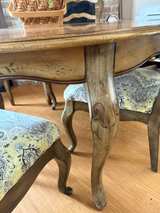 Vintage Round Wood Dining Table Set - Image 4