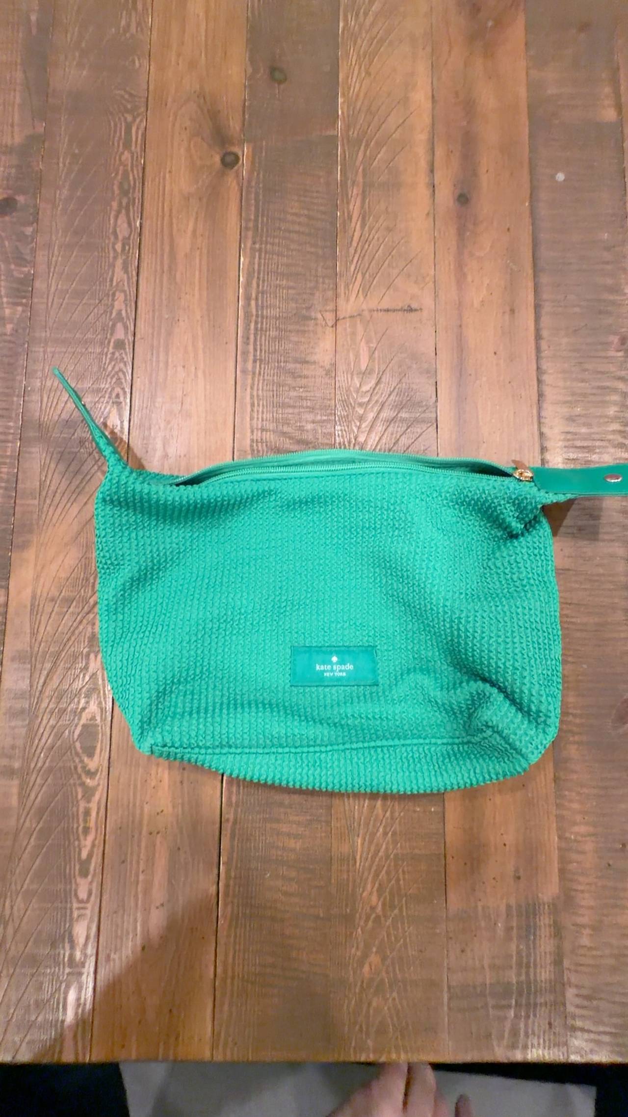 Kate Spade Green Bag Zipper Travel Luggage Makeup Purse