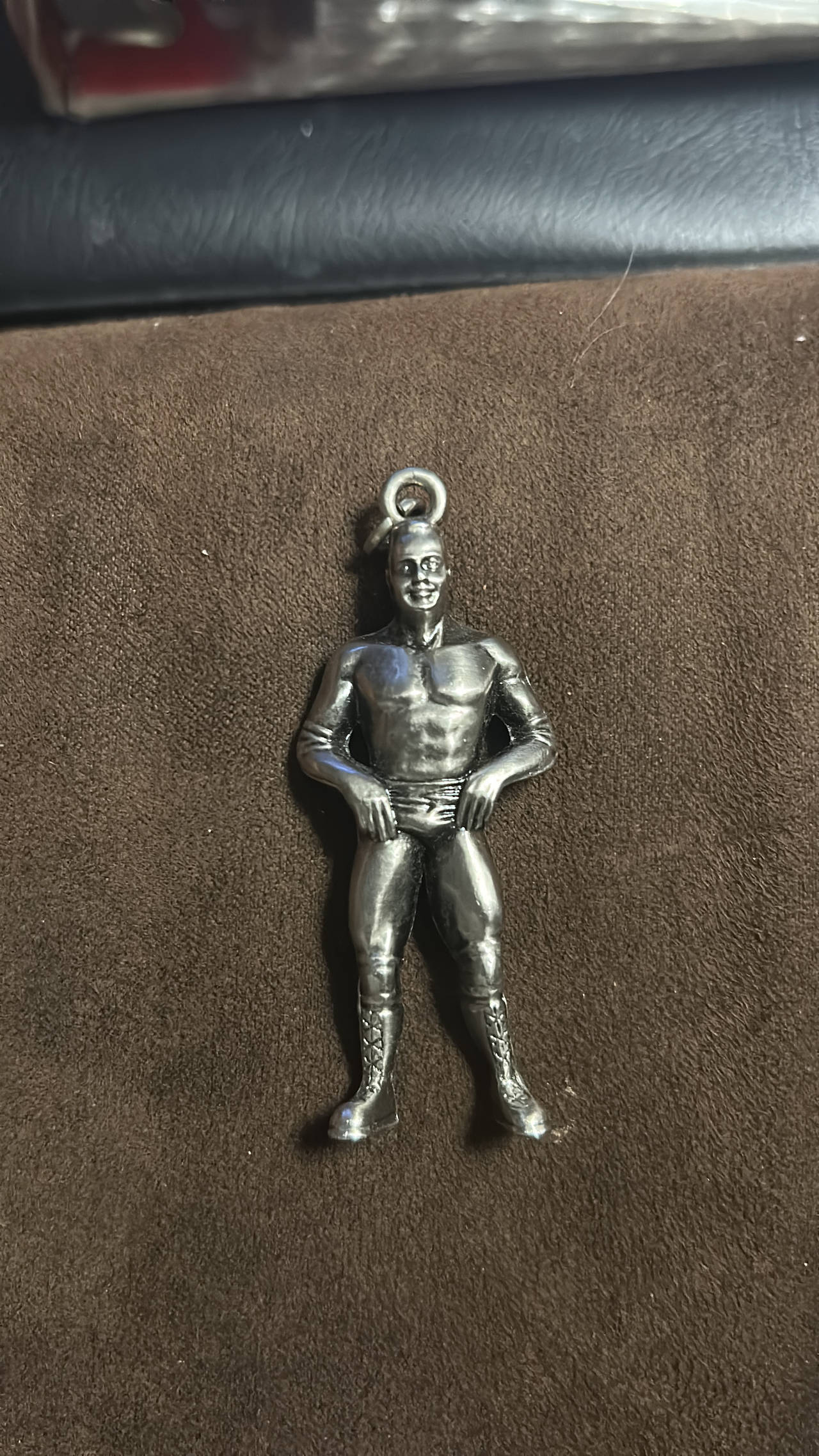 Vintage Pewter Wrestler Pendant Charm the rock Johnson