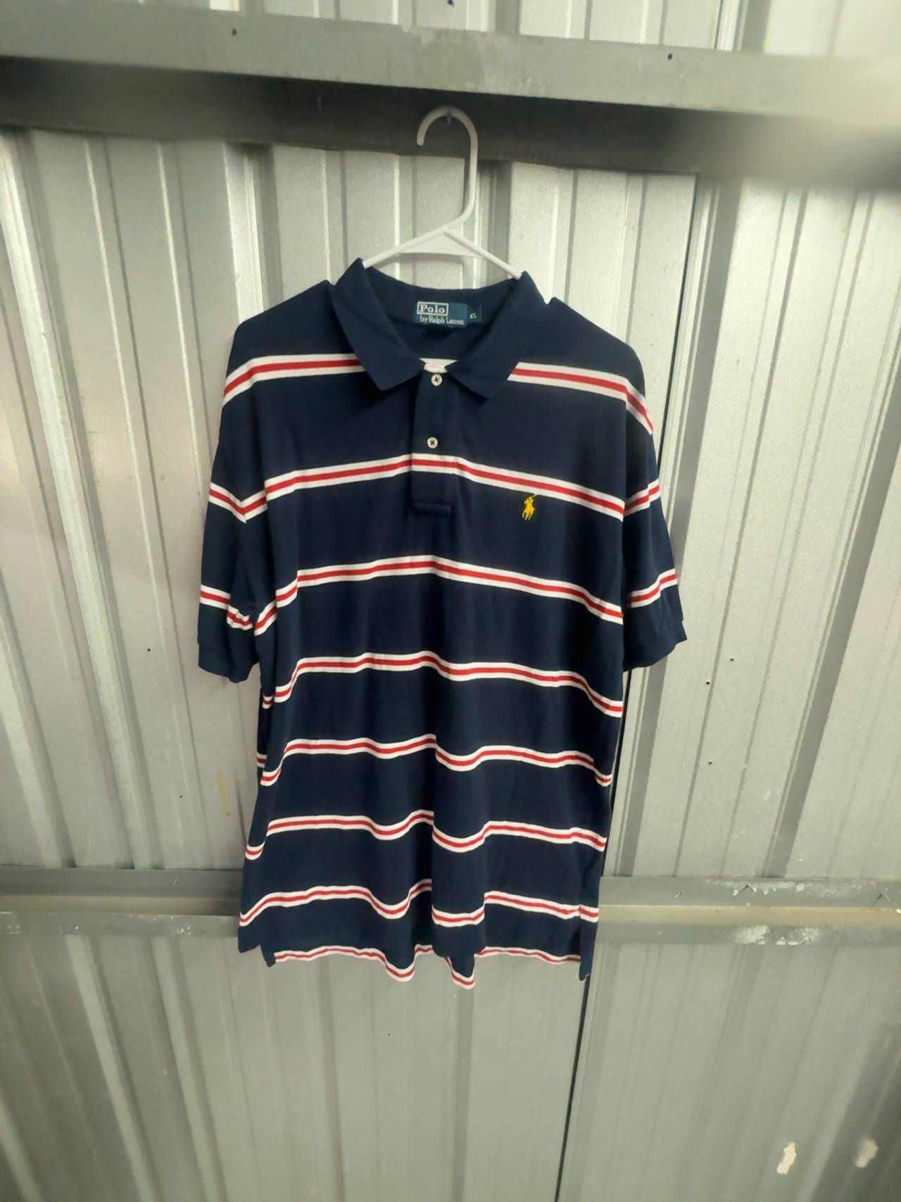 Ralph Lauren Polo Shirt Multi-Striped Navy/Yellow XL