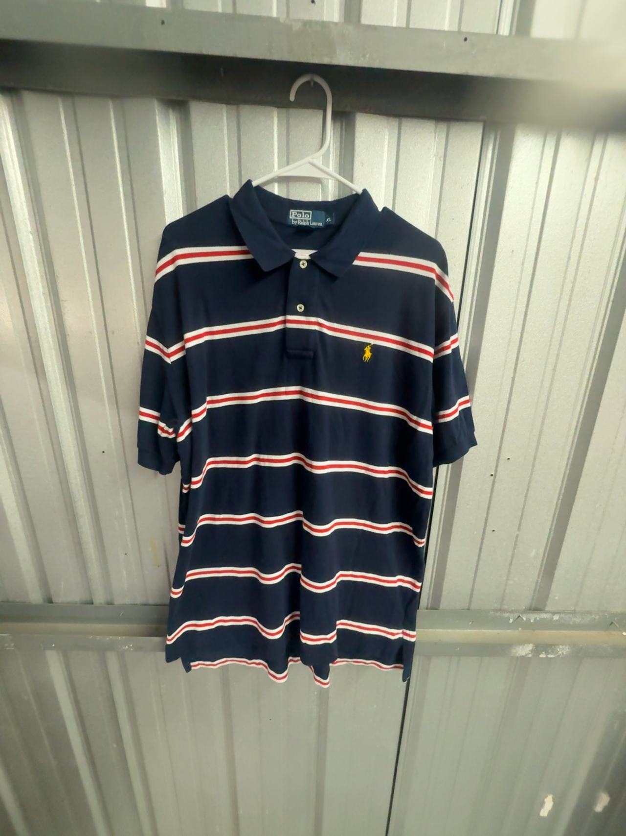 Ralph Lauren Polo Shirt Multi-Striped Navy/Yellow XL