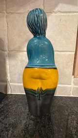 Ceramic Modernist Woman Figurine Turquoise & Gold - Image 3