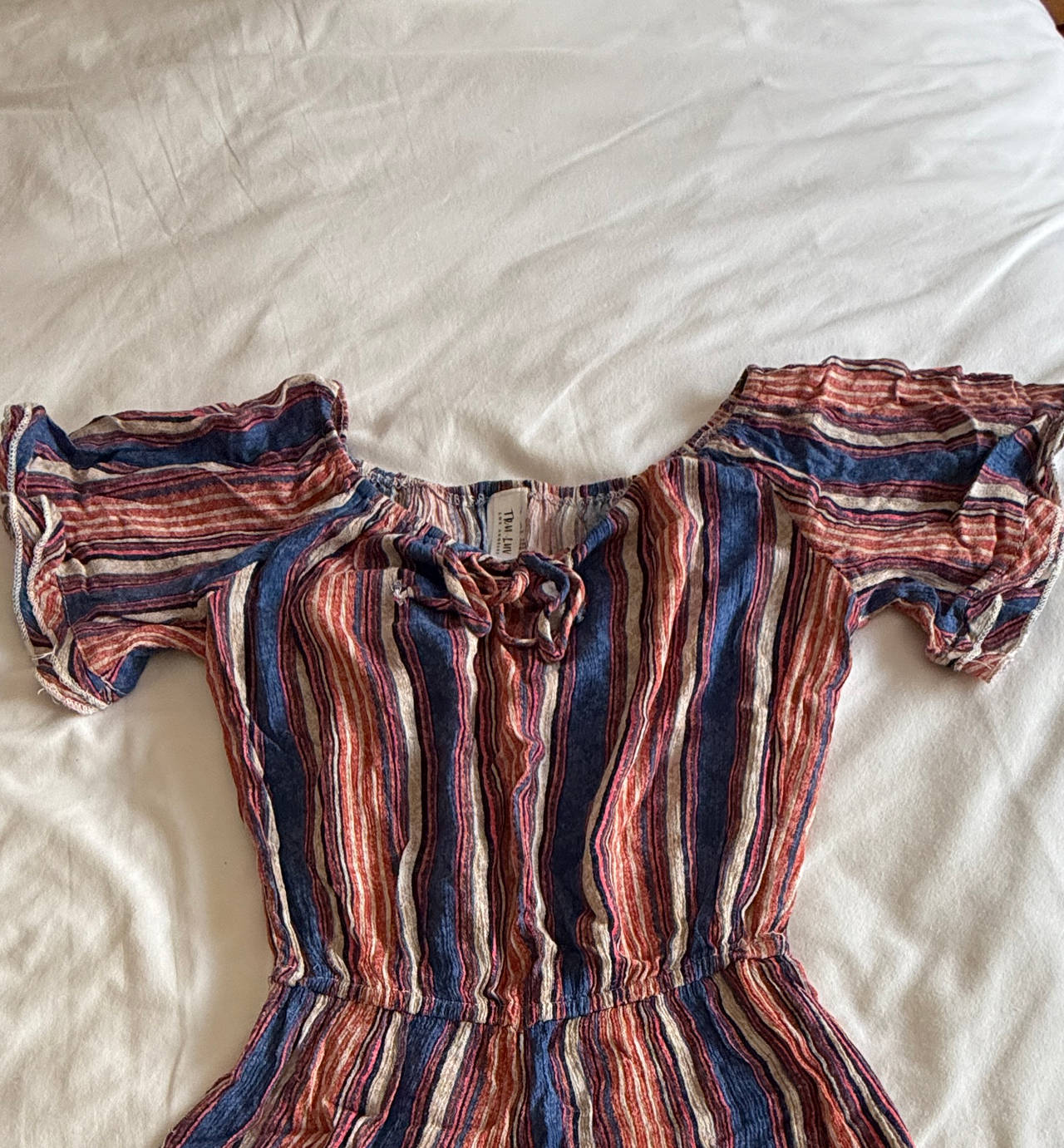 True Luck Striped Flutter Sleeve Romper