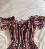 True Luck Striped Flutter Sleeve Romper - Image 1