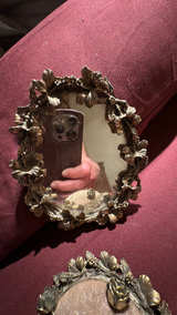 Vintage Matson Gold Tone Mirror and Pin Cushion Set - Image 2
