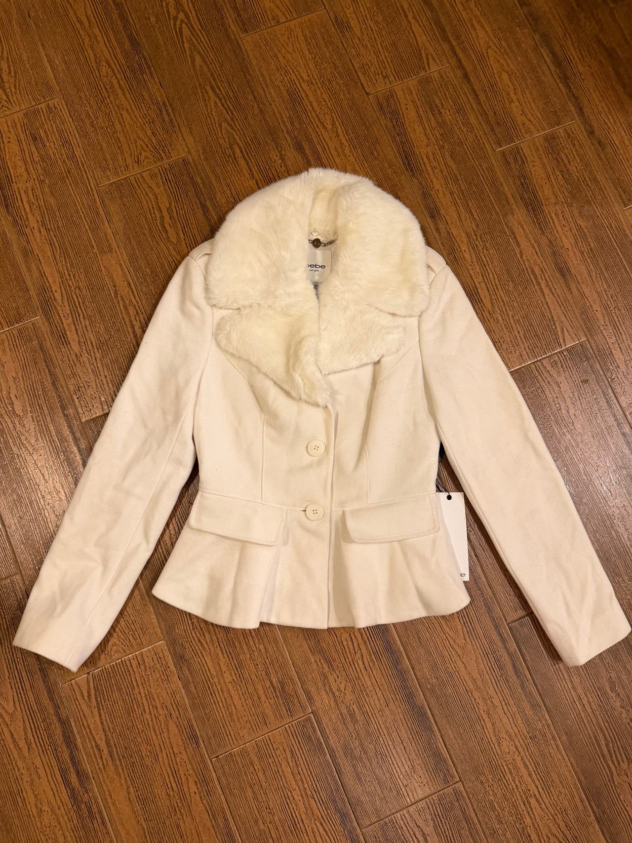bebe Faux Fur Collar Peplum Jacket - NWT