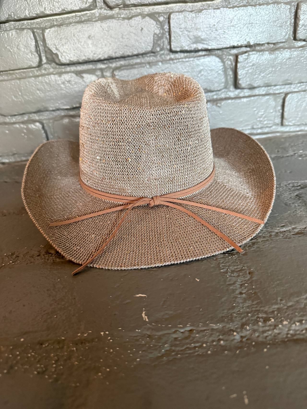 Anthropologie Sparkle Cowboy Rancher Hat Gold